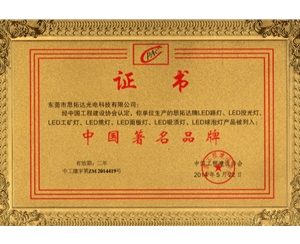 中國(guó)著名品牌證書